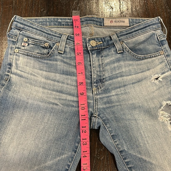Super soft AG Distressed Light Wash ‘The Stilt’ Roll Up Jeans - Picture 8 of 9